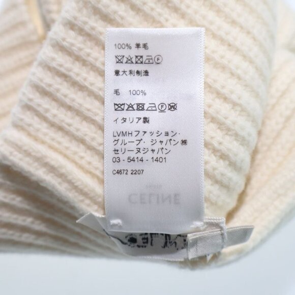 Celine 22 AW Gradient Logo Embroidered Beanie Knit Hat 2 A07 Z666 Q White main image 4